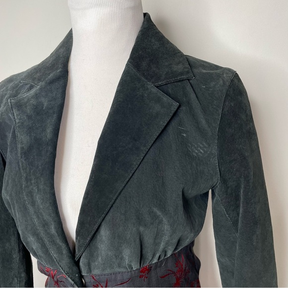 Vintage Wilsons Leather Maxima Women's Jacket Blazer Suede Floral Satin Waist S - Picture 3 of 15